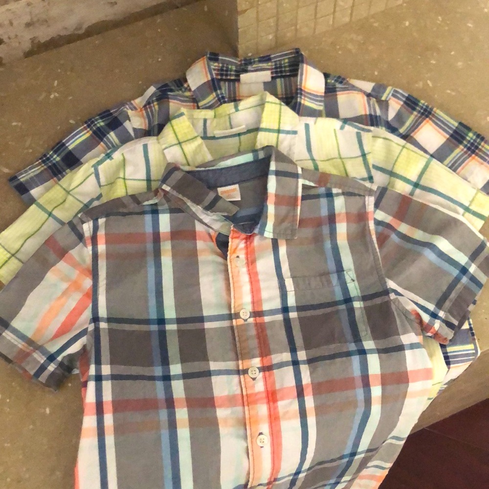 ⭐️ 3 boys button up short sleeve plaid shirts Gymboree, Crazy 8